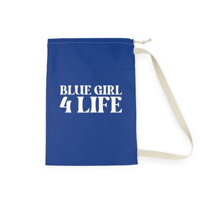 Blue Girl 4 Life Laundry Bag – Double-Sided Inspirational Blue Girl Laundry Sack | Spun Polyester Drawstring Bag
