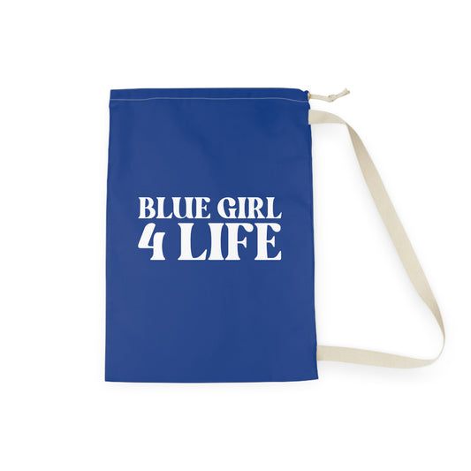 Blue Girl 4 Life Laundry Bag – Double-Sided Inspirational Blue Girl Laundry Sack | Spun Polyester Drawstring Bag