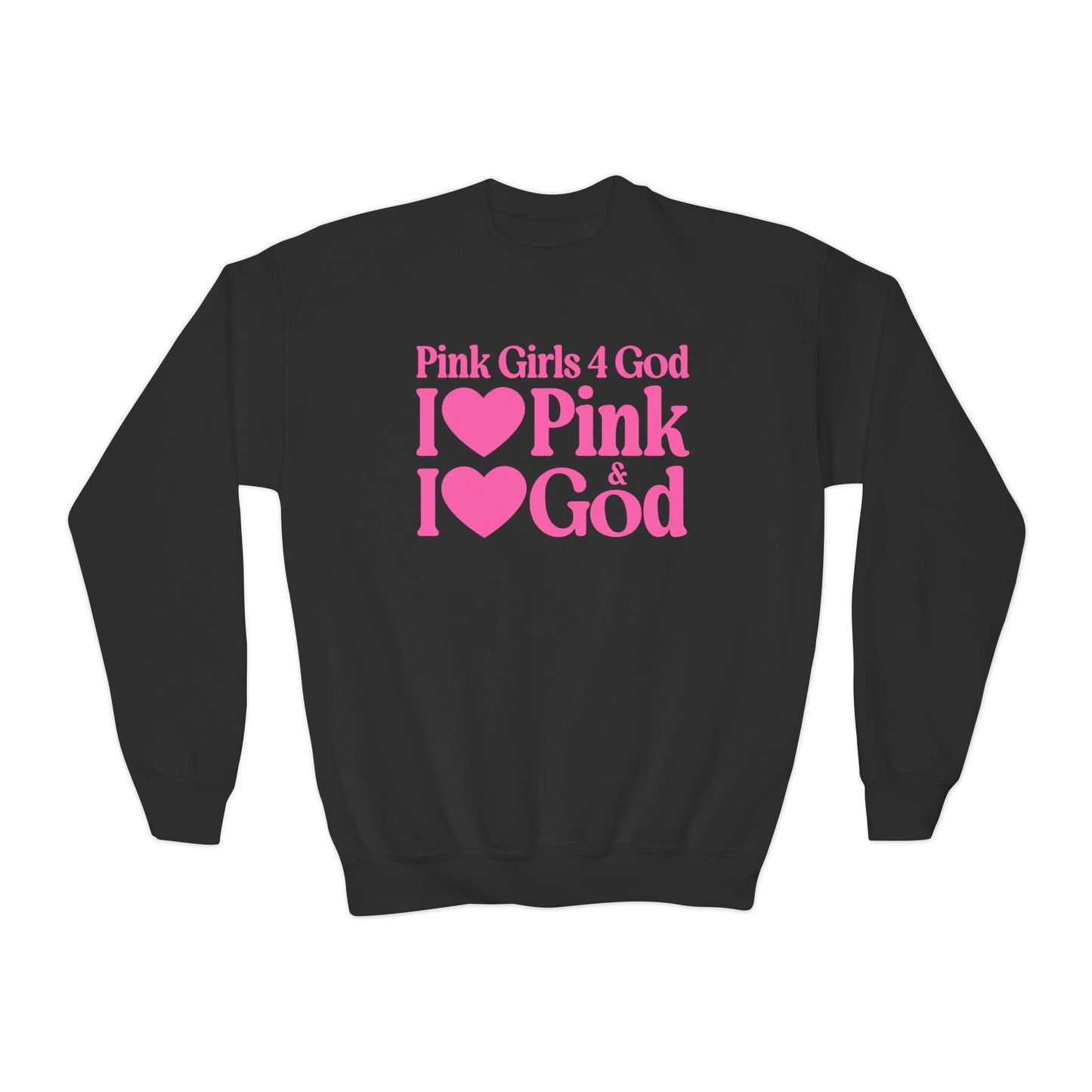 Pink Girls 4 God Youth Sweatshirt | Black Contrast