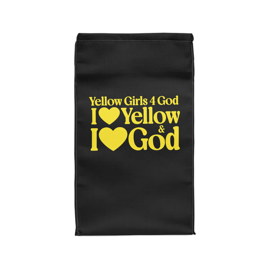 💛 Yellow Girls 4 God Black Contrast Lunch Tote – Double-Sided Inspirational Faith Lunch Bag | Insulated Lunch Bag | Gift for Girls & Women