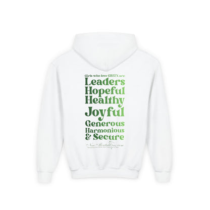 Green Girl 4 Life Hoodie - Cute Youth White Graphic Hoodie, Positive Affirmation Hoodie, Inspirational Hoodie, Green Fashion