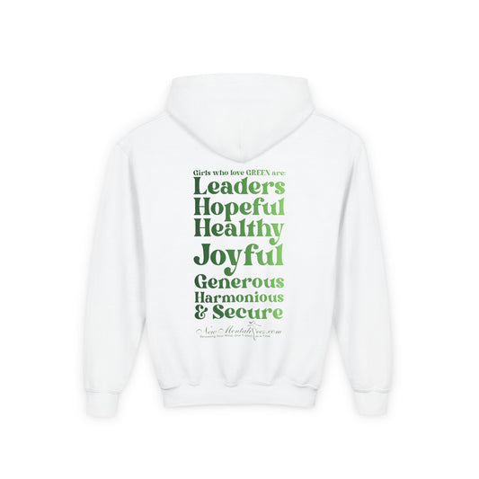 Green Girl 4 Life Hoodie - Cute Youth White Graphic Hoodie, Positive Affirmation Hoodie, Inspirational Hoodie, Green Fashion