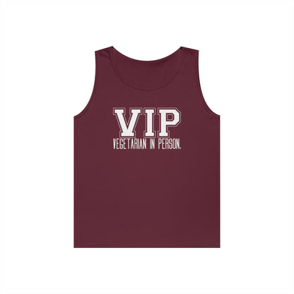 VIP Vegetarian Unisex Tank Top – Vegetarian In Person Healthy Lifestyle Statement Tank | Vegetarian Gift | Summer Tank