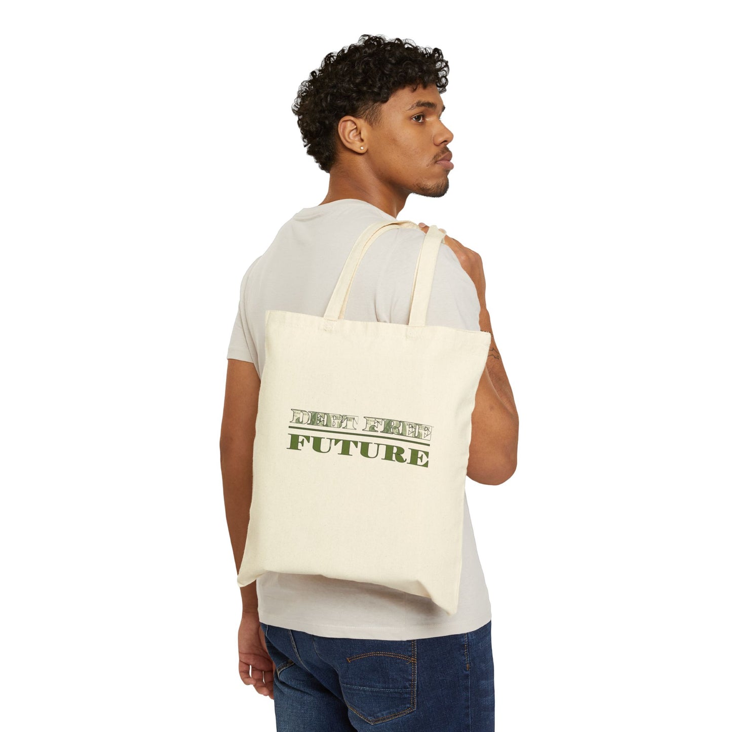 Debt Free Future Tote Bag - Faith-Inspired Financial Freedom & Abundance Affirmation Bag - Canvas, White, Black