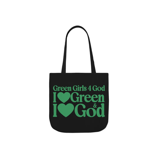 Black Contrast Green Girls 4 God Tote Bag - You are A Leader, Helpful, Healthy, Joyful, Generous, Harmonious and Secure!