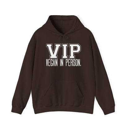 VIP Vegan Unisex Hoodie, Vegan In Person Statement Conversation Starter Hooded Sweatshirt