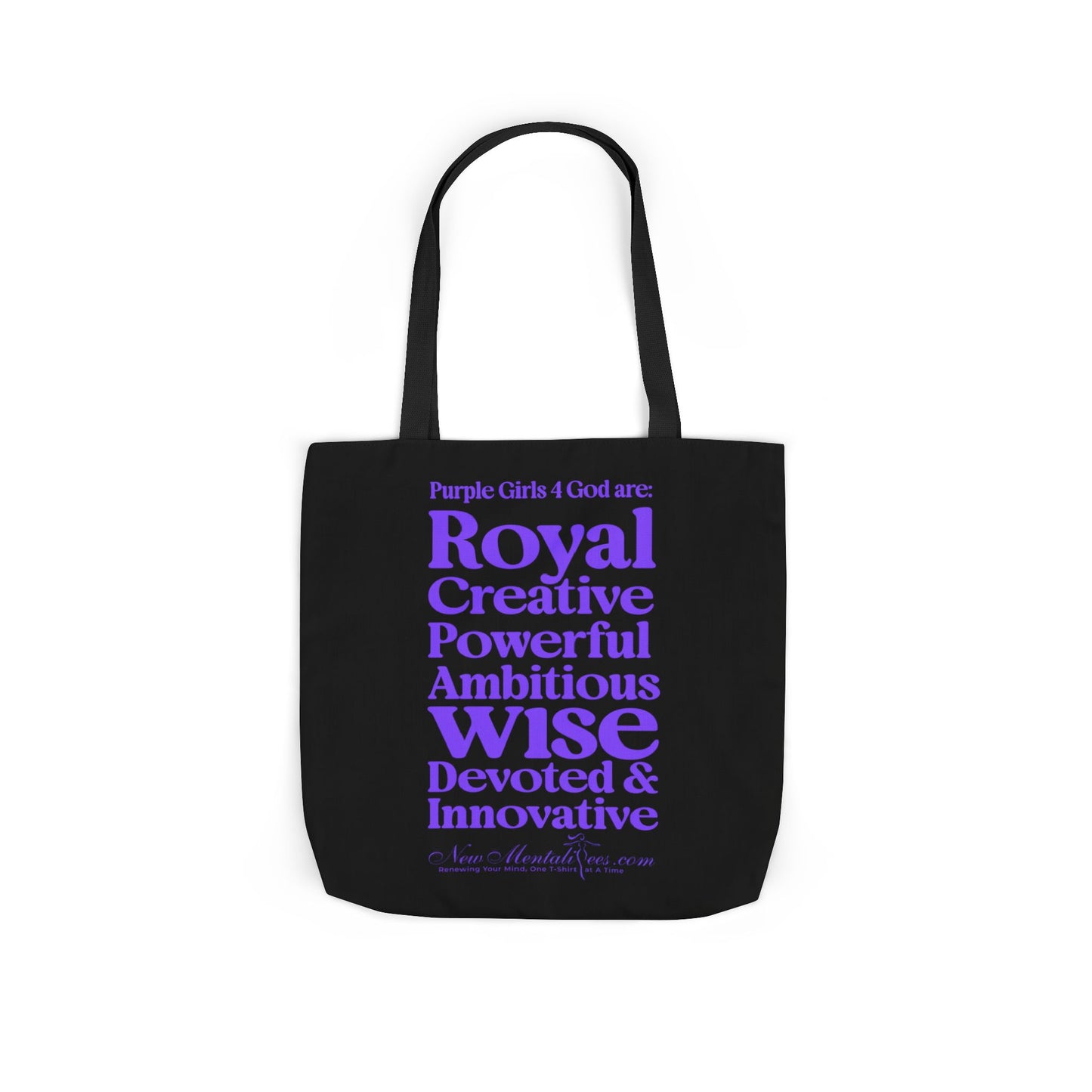 Black Contrast Purple Girls 4 God Tote Bag - You Are Royal, Creative, Powerful, Ambitious, Wise, Devoted, and Innovative!
