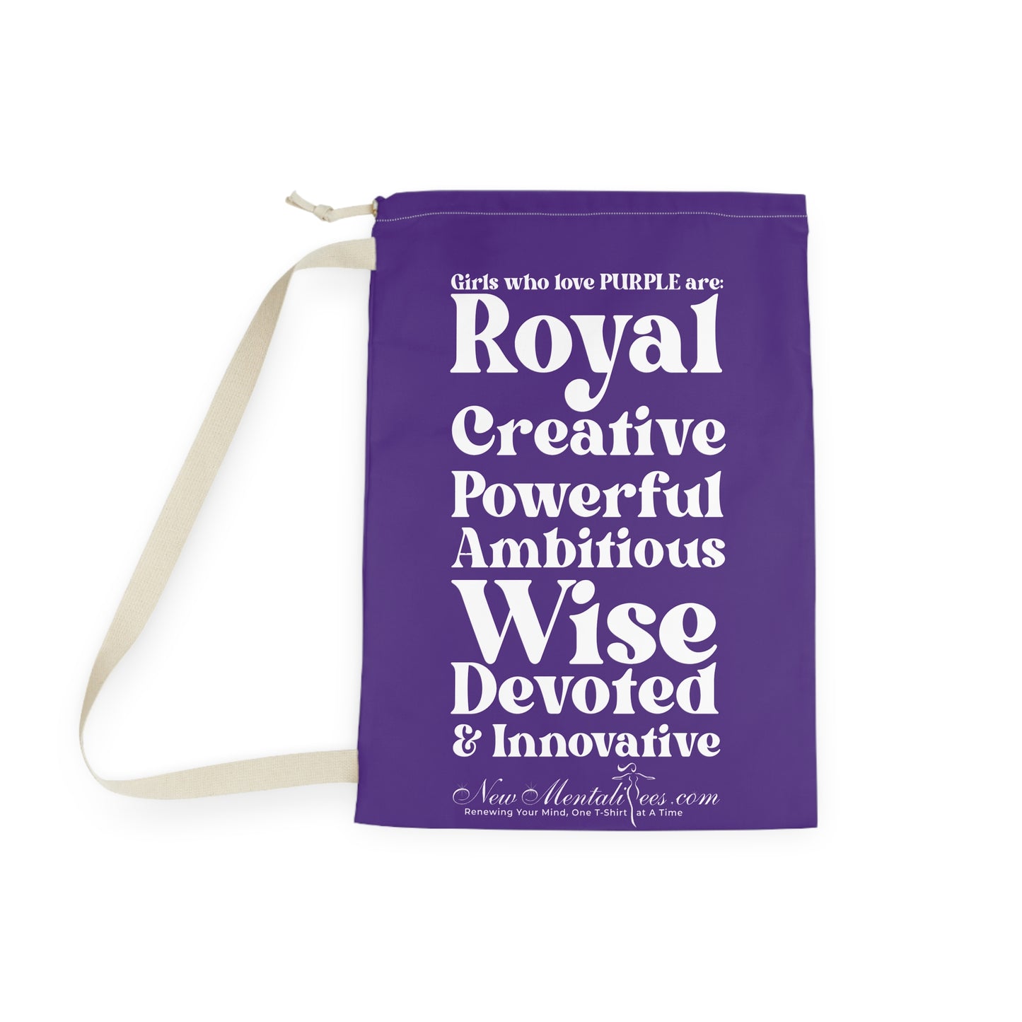 Purple Girl 4 Life Laundry Bag – Double-Sided Inspirational Purple Girl Laundry Sack | Spun Polyester Drawstring Bag