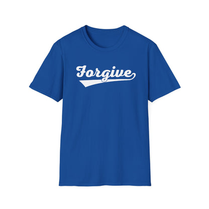 HomeRun Forgive Unisex T-Shirt | Baseball Script Tee | Inspirational Graphic Shirt | Positive Message Apparel | Motivational Unisex Shirt
