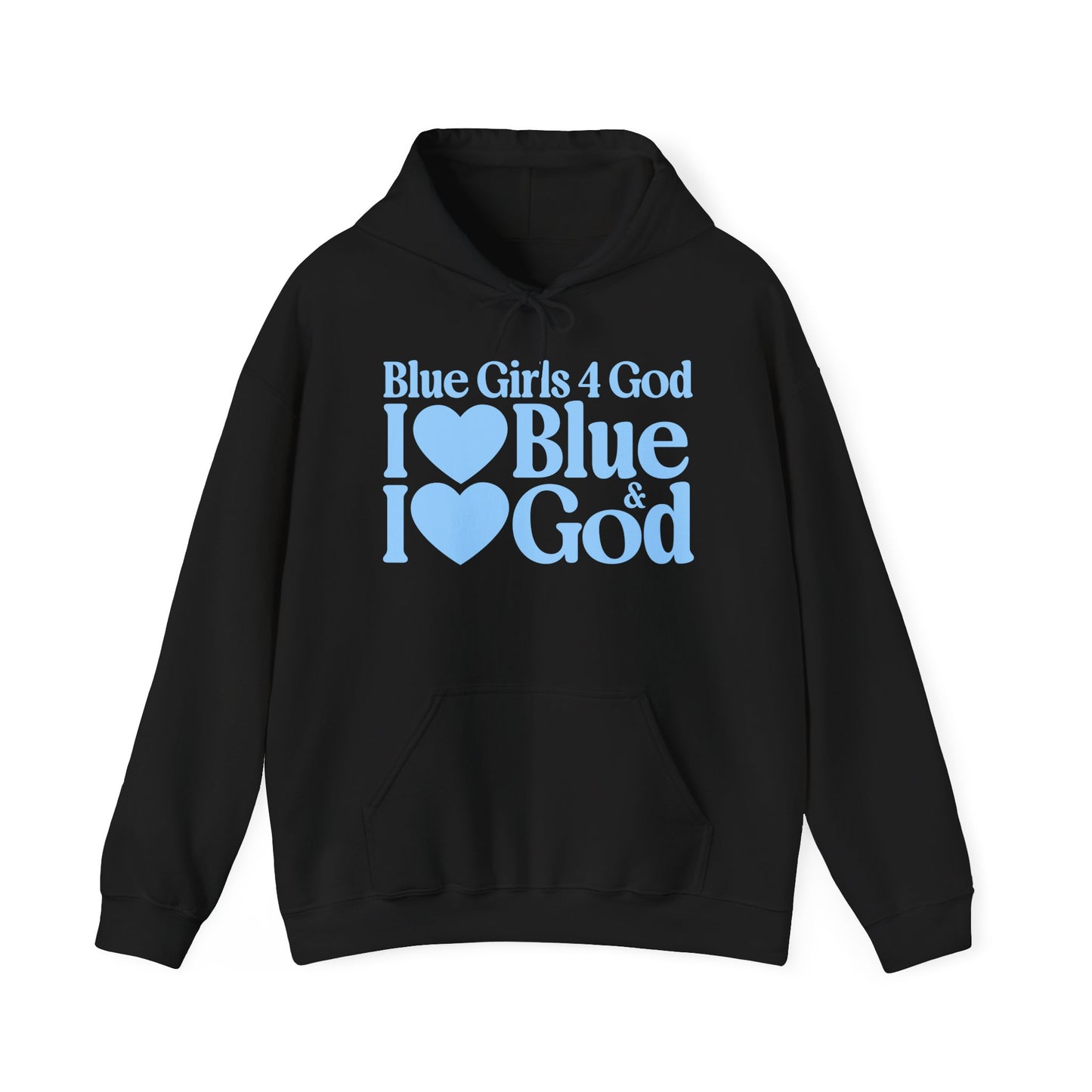 Blue Girls 4 God Adult Hoodie | Black Contrast