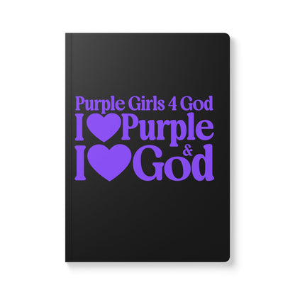 💜 Purple Girls 4 God Black Contrast Softcover Journal – Double-Sided Inspirational Faith Journal | 100 or 200 Pages | Notebook for Girls & Women Who Love God