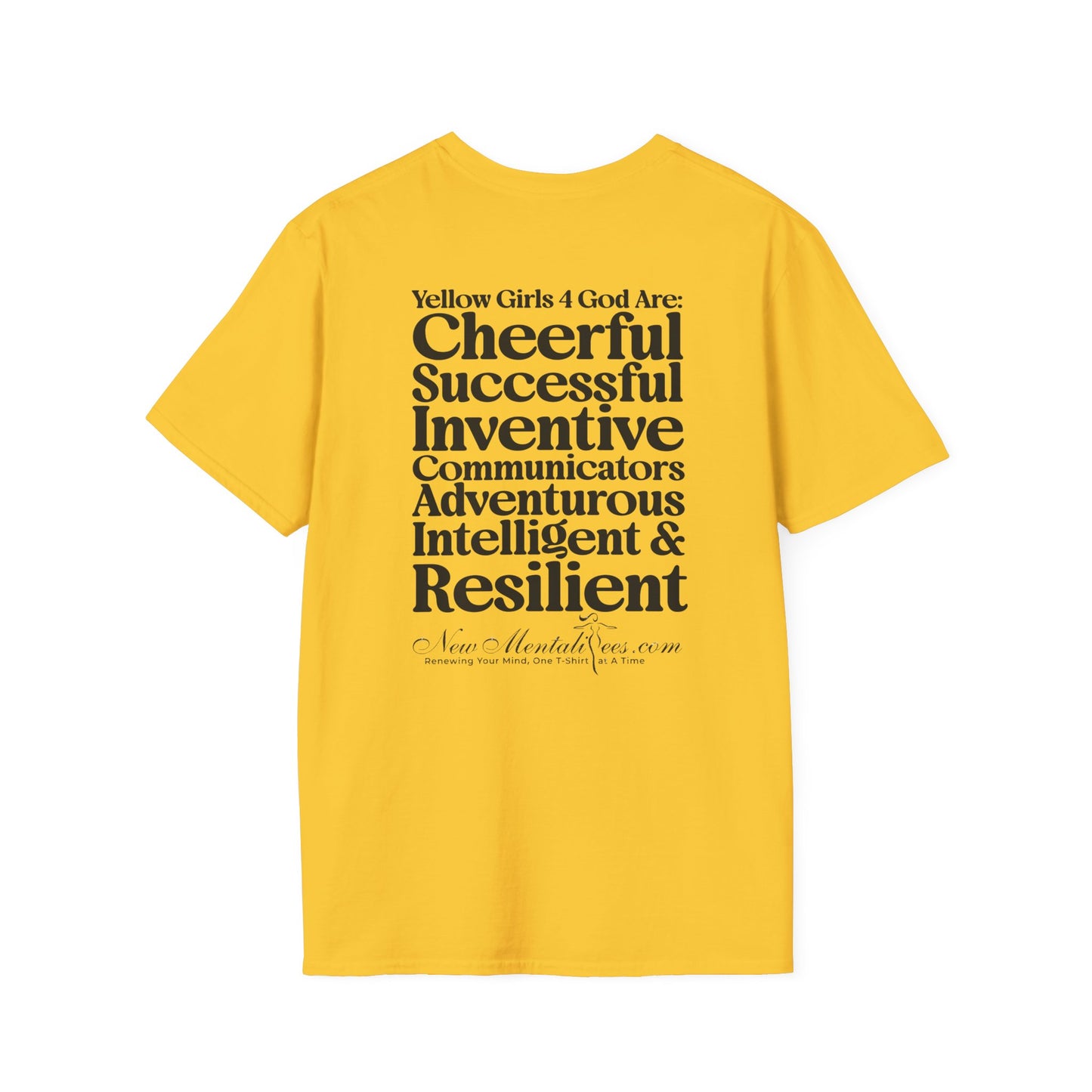 Yellow Girls 4 God Adult T-shirt - You Are Cheerful, Successful, Inventive, Communicators, Adventurous, Intelligent, and Resilient!