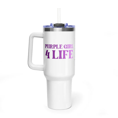 Purple Girl 4 Life 40 oz White Tumbler - Cute, Purple, Positive, Affirmation, Inspirational, Insulated Tumbler