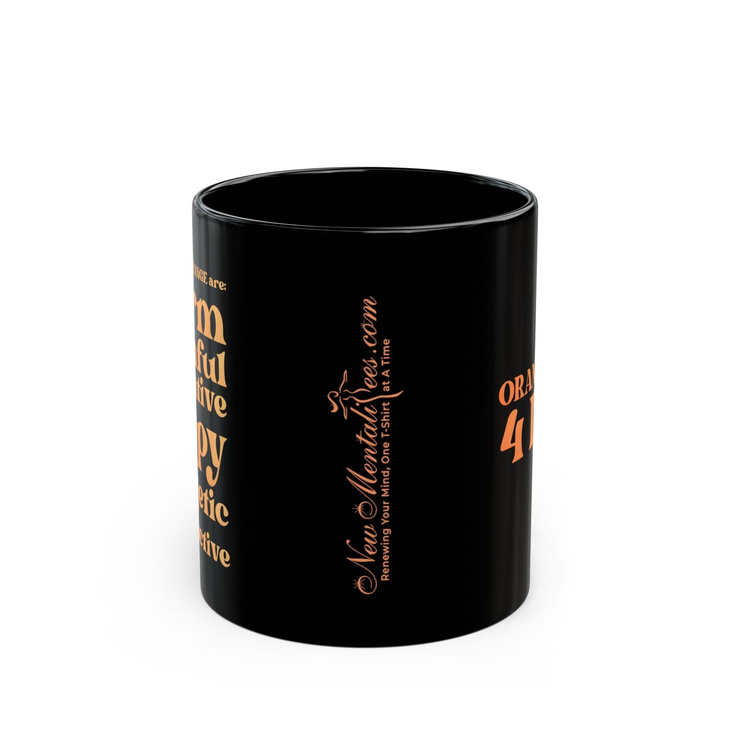 Orange Girl 4 Life Black Mug - Positive Affirmation, Cute, Inspirational Double Sided, 11oz & 15oz Mug, Great Gift