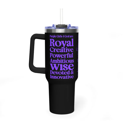 Purple Girls 4 God Black Contrast Tumbler - Faith Filled Women Who Love Purple
