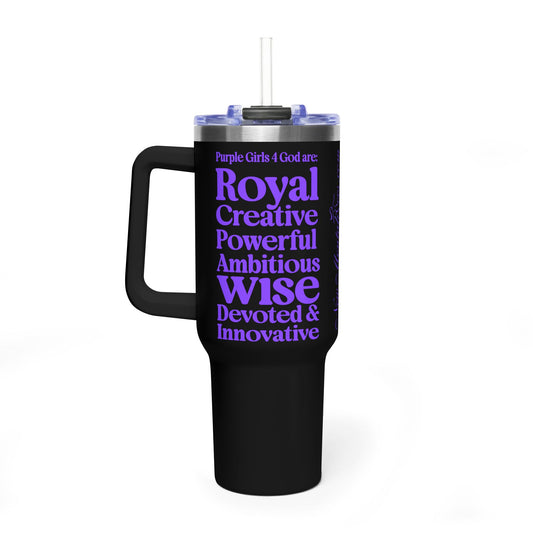 Purple Girls 4 God Black Contrast Tumbler - Faith Filled Women Who Love Purple