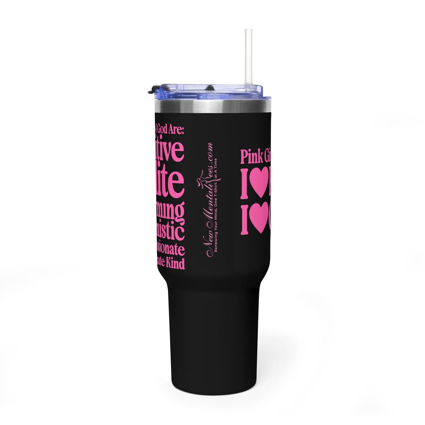 Pink Girls 4 God Black Contrast Tumbler - Faith Filled Women Who Love Pink