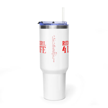 Red Girl 4 Life 40 oz White Tumbler - Cute, Red, Positive, Affirmation, Inspirational, Double Sided, Insulated Tumbler