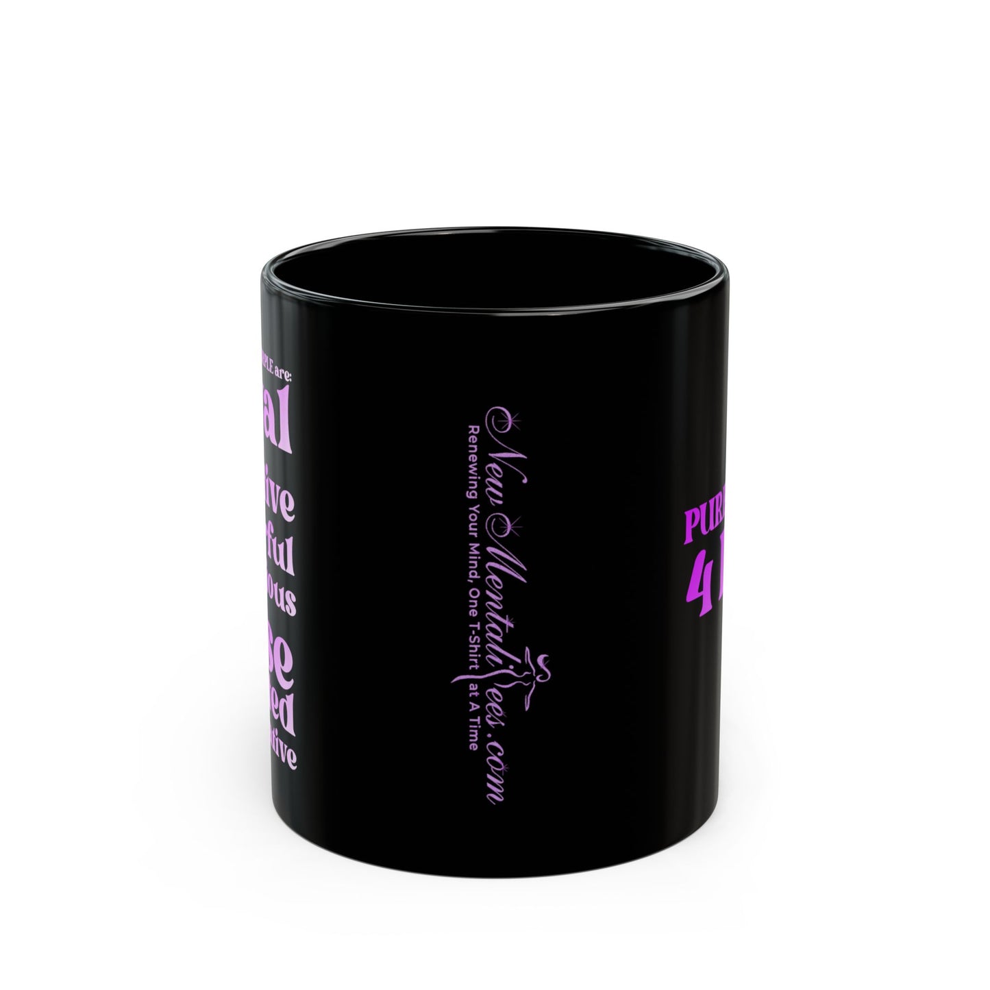Purple Girl 4 Life Black Mug - Positive Affirmation, Cute, Inspirational Double Sided, 11oz Mug, Great Gift