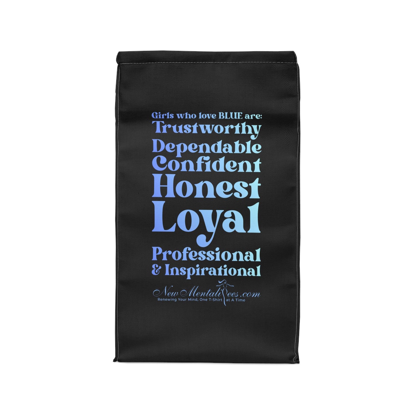 Blue Girl 4 Life Black Contrast Lunch Bag – Double-Sided Inspirational Blue Girl Lunch Tote | Insulated Lunch Bag | Girl Power Lunch Box