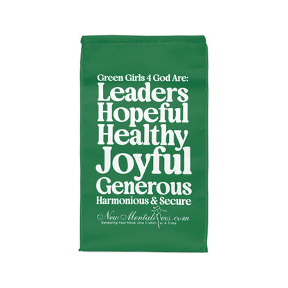 💚 Green Girls 4 God Lunch Tote – Double-Sided Inspirational Faith Lunch Bag | Insulated Lunch Bag | Gift for Girls & Women