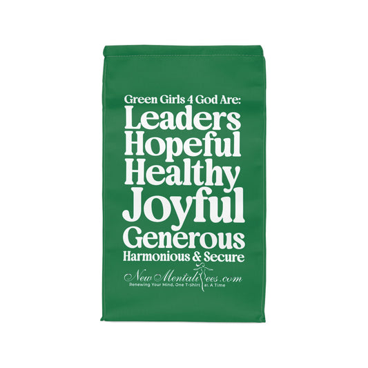 💚 Green Girls 4 God Lunch Tote – Double-Sided Inspirational Faith Lunch Bag | Insulated Lunch Bag | Gift for Girls & Women