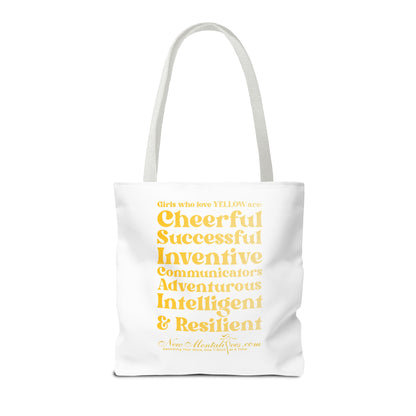 Yellow Girl 4 Life Tote Bag - Cute White Bag for Women and Girls, Double Sided Inspirational Tote