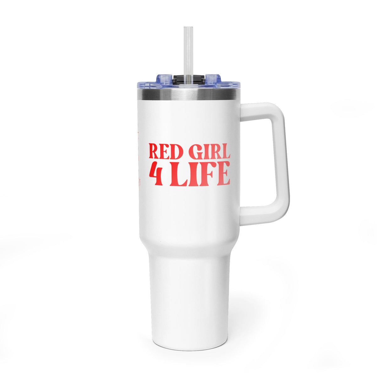 Red Girl 4 Life 40 oz White Tumbler - Cute, Red, Positive, Affirmation, Inspirational, Double Sided, Insulated Tumbler