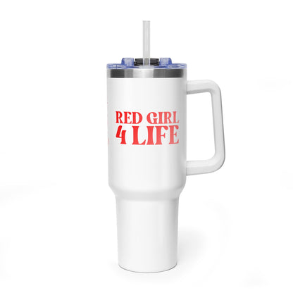 Red Girl 4 Life 40 oz White Tumbler - Cute, Red, Positive, Affirmation, Inspirational, Double Sided, Insulated Tumbler