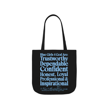 Black Contrast Blue Girls 4 God Tote Bag - You Are Trustworthy, Dependable, Confident, Honest, Loyal, Professional, and Inspirational!