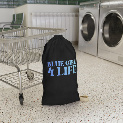 Blue Girl 4 Life Black Laundry Bag – Double-Sided Inspirational Blue Girl Laundry Sack | Spun Polyester Drawstring Bag