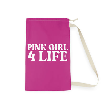 Pink Girl 4 Life Custom Pink Laundry Bag – Double-Sided Inspirational Pink Girl Laundry Sack | Spun Polyester Drawstring Bag
