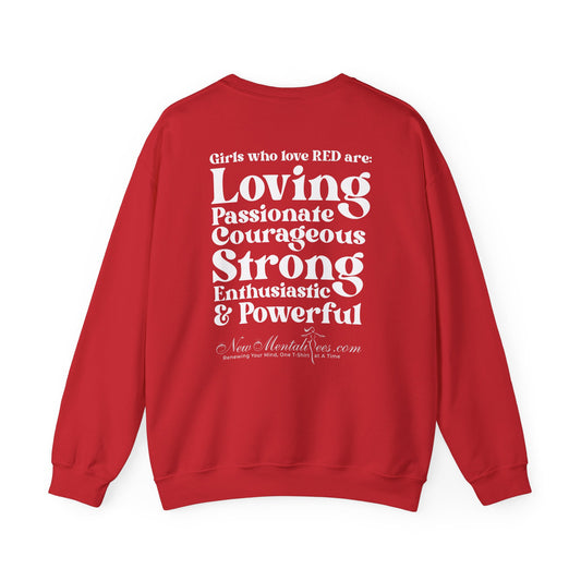 Red Girl 4 Life Sweatshirt -  Cute Ladies Red Graphic Sweatshirt, Positive Affirmation Sweatshirt, Inspirational Unisex Sweatshirt, Red Fashion Sweatshirt