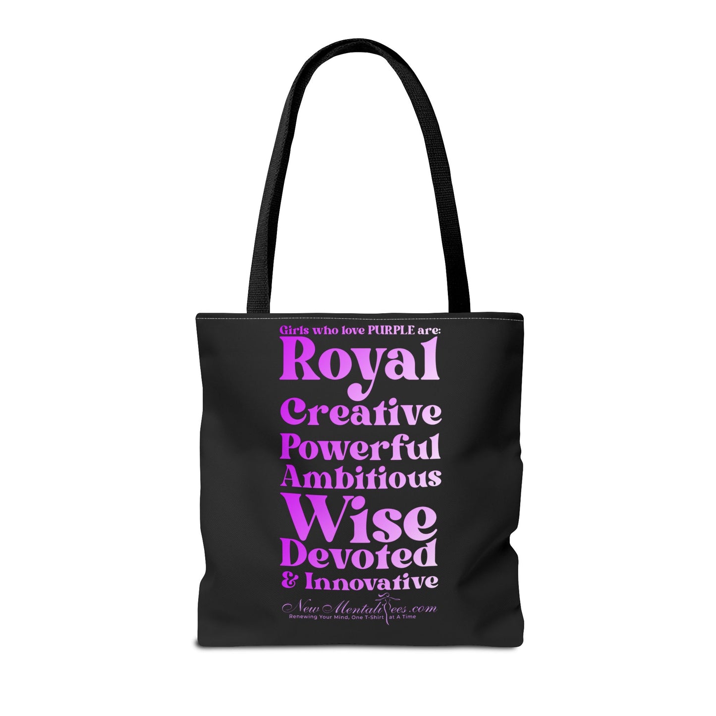 Purple Girl 4 Life Tote Bag - Cute Black Bag for Women and Girls, Double Sided Inspirational Tote