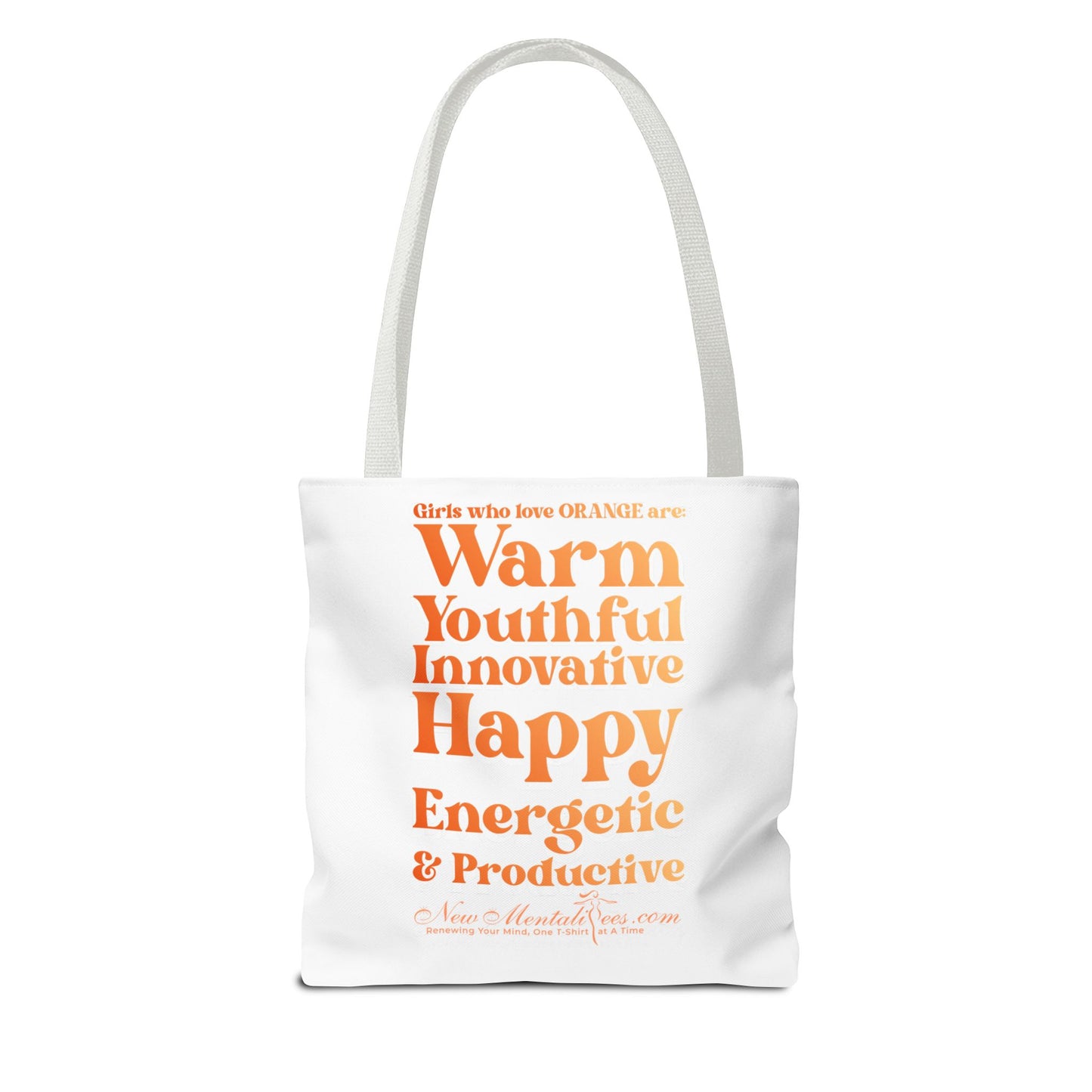 Orange Girl 4 Life Tote Bag -  Cute White Bag for Women and Girls, Double Sided Inspirational Tote