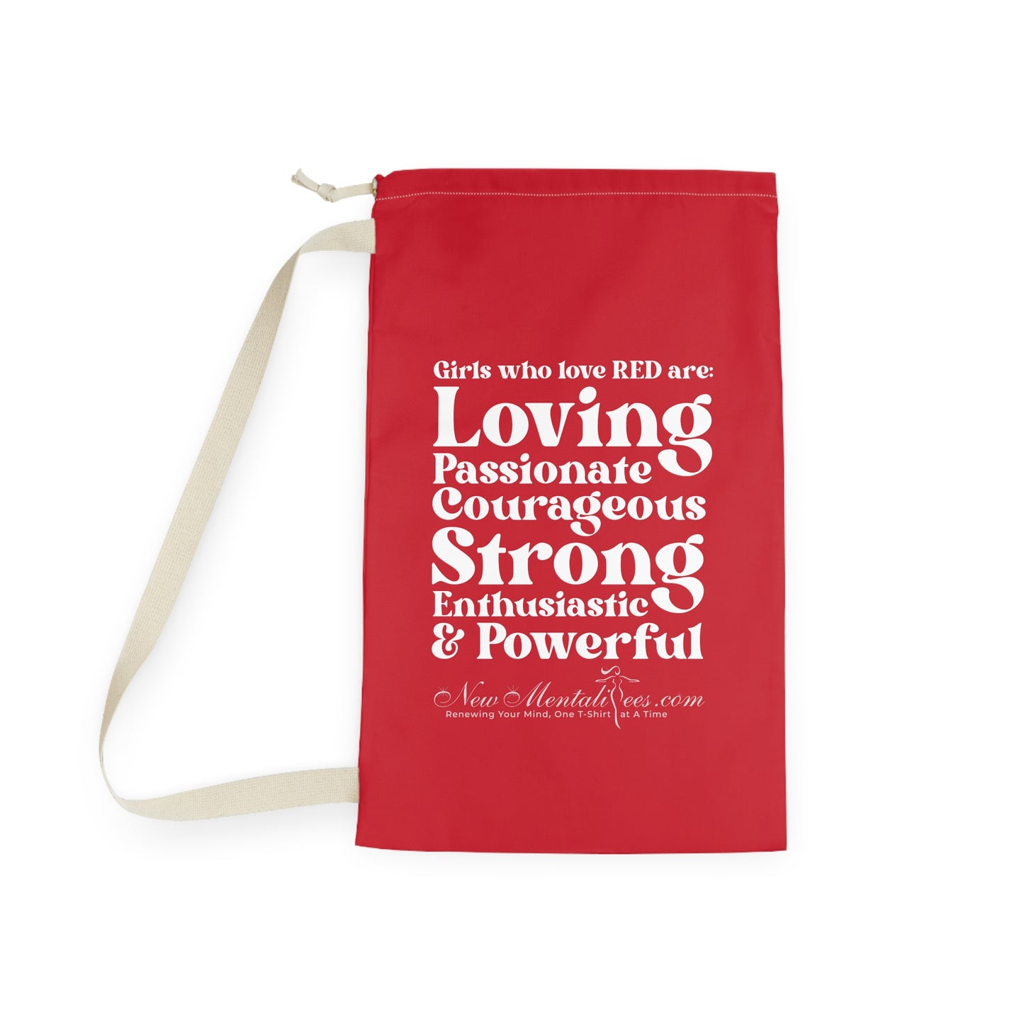 Red Girl 4 Life Laundry Bag – Double-Sided Inspirational Red Girl Laundry Sack | Spun Polyester Drawstring Bag