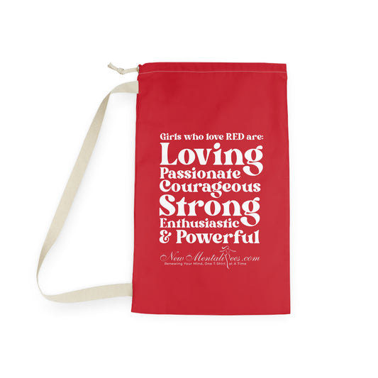 Red Girl 4 Life Laundry Bag – Double-Sided Inspirational Red Girl Laundry Sack | Spun Polyester Drawstring Bag