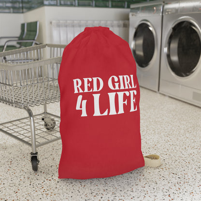 Red Girl 4 Life Laundry Bag – Double-Sided Inspirational Red Girl Laundry Sack | Spun Polyester Drawstring Bag