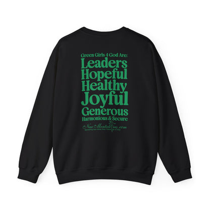 Green Girls 4 God Adult Sweatshirt | Black Contrast