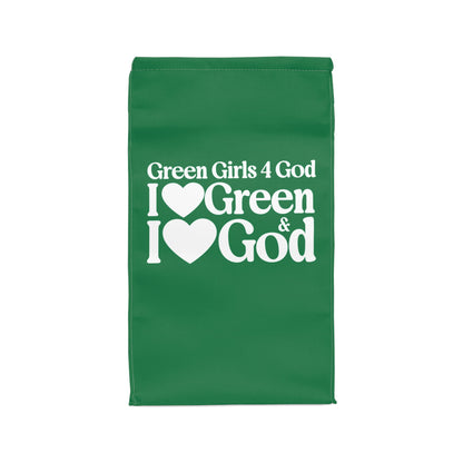 💚 Green Girls 4 God Lunch Tote – Double-Sided Inspirational Faith Lunch Bag | Insulated Lunch Bag | Gift for Girls & Women