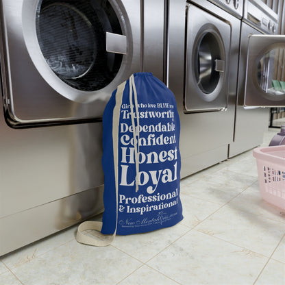Blue Girl 4 Life Laundry Bag – Double-Sided Inspirational Blue Girl Laundry Sack | Spun Polyester Drawstring Bag
