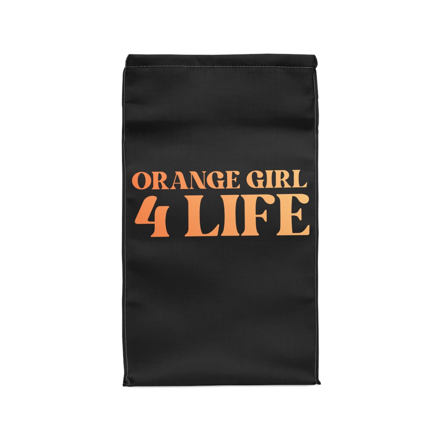 Orange Girl 4 Life Black Contrast Lunch Bag – Double-Sided Inspirational Orange Girl Lunch Tote | Insulated Lunch Bag | Girl Power Lunch Box