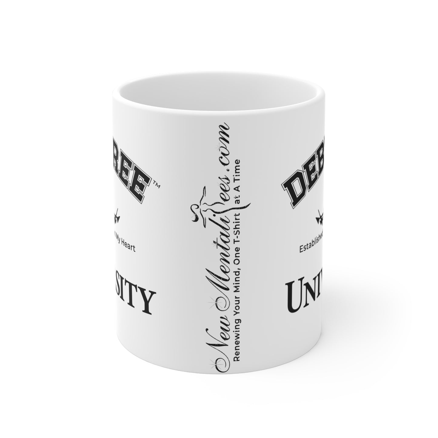 Debt Free University White Mug Financial Freedom Coffee Cup Motivational Money Mindset Gift Budgeting & Graduation Inspiration