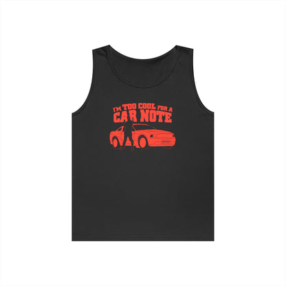 I'm Too Cool for a Car Note Teen Boys Tank Top – Financial Freedom Tank | Motivational Sleeveless Shirt for Teen Guys | Positive Mindset Summer Tank