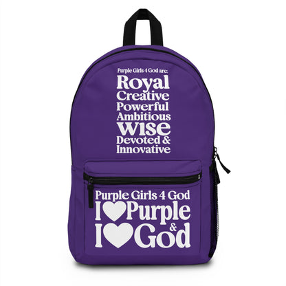 Purple Girls 4 God Backpack – Inspirational Christian Girls School Backpack | Faith-Based Bookbag | Lightweight Travel & School Bag
