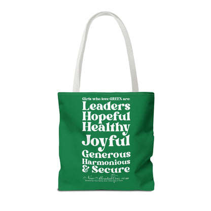 Green Girl 4 Life Tote Bag - Cute Green Bag for Women and Girls, Double Sided Inspirational Tote