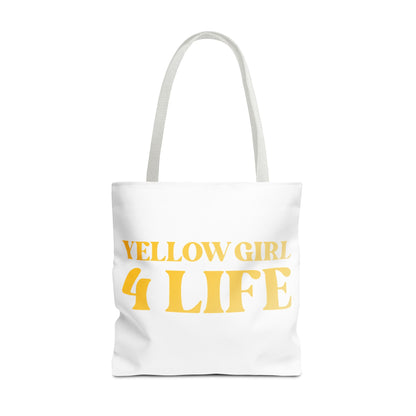 Yellow Girl 4 Life Tote Bag - Cute White Bag for Women and Girls, Double Sided Inspirational Tote