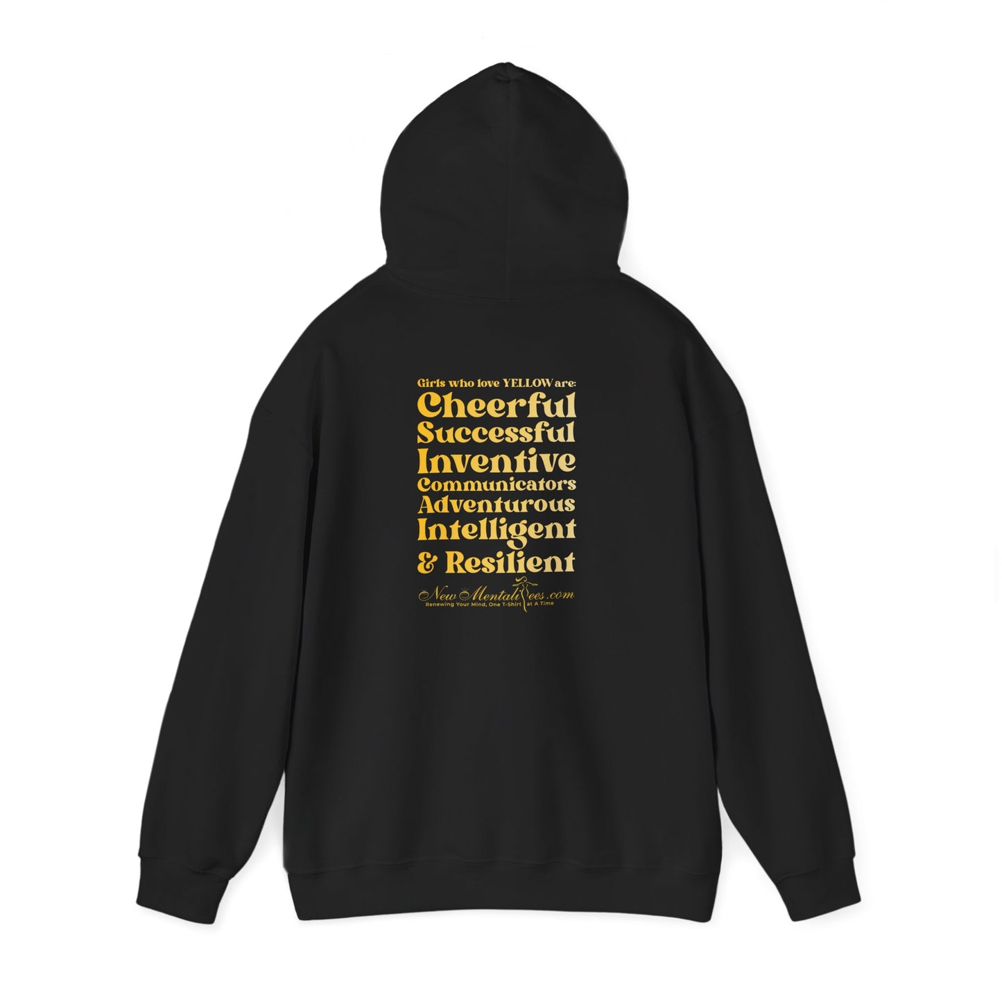 Yellow Girl 4 Life Hoodie - Cute Ladies Black Hoodie, Positive Affirmation Hoodie, Inspirational Unisex Hoodie, Yellow Fashion
