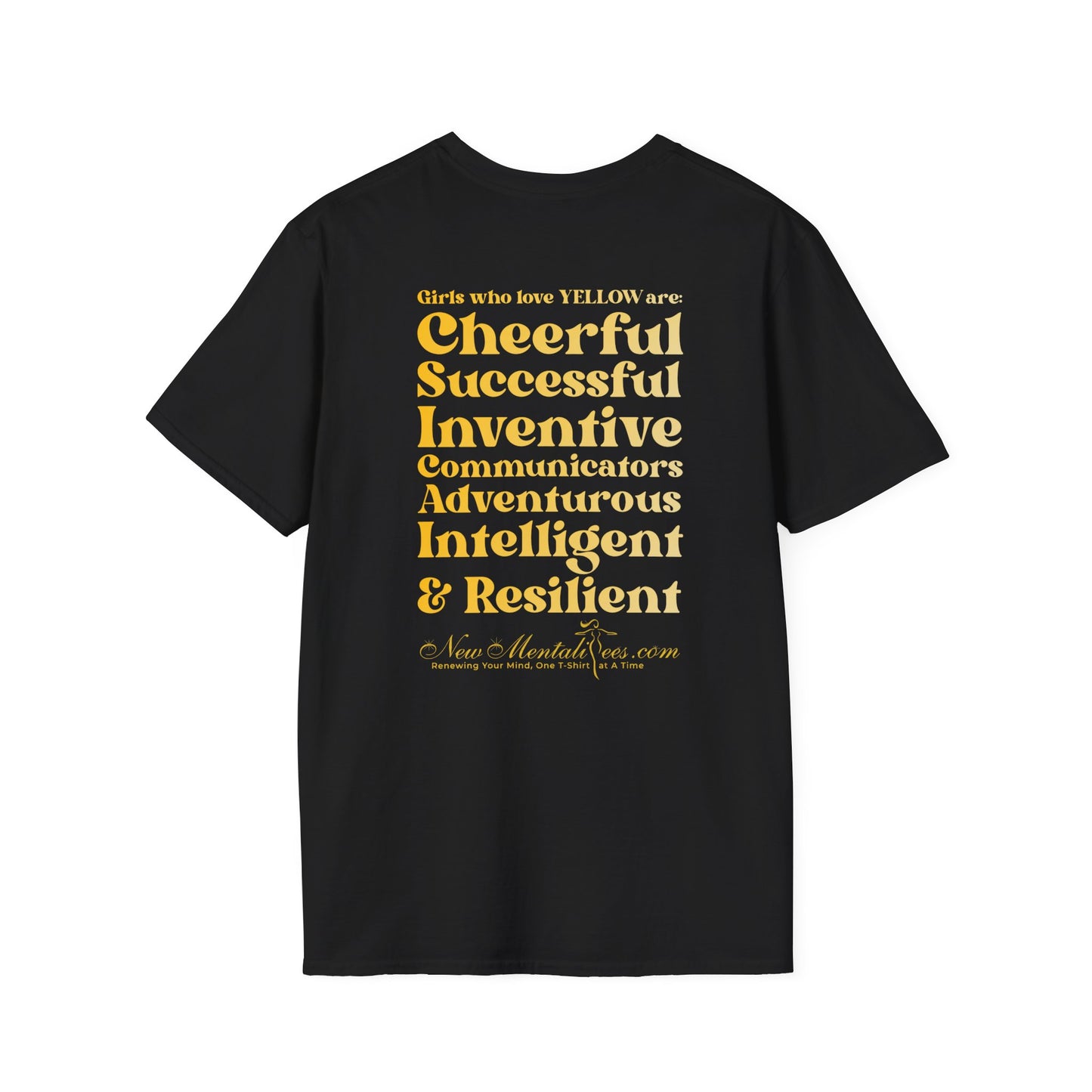 Yellow Girl 4 Life T-Shirt - Cute Ladies Black Graphic Tee, Positive Affirmation Shirt, Inspirational Unisex T-Shirt, Yellow Fashion Tee