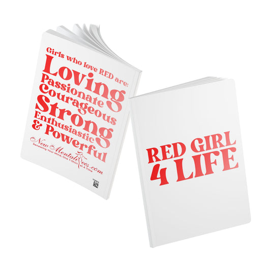 Red Girl 4 Life (White) Softcover Journal – Double-Sided Inspirational Journal | 100 or 200 Pages | Notebook for Girls & Women Who Love Red